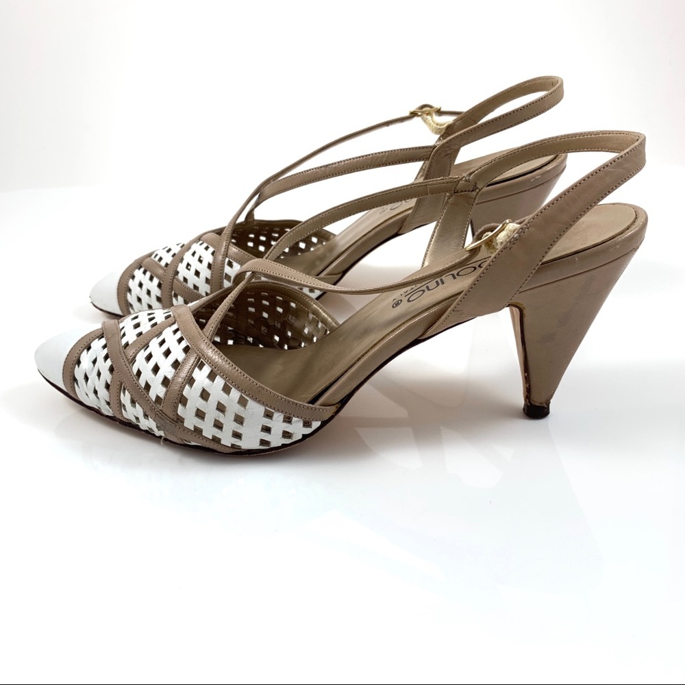 ❌SOLD❌1960s BANDOLINO nude + white leather sling backs - Picture 2 of 7